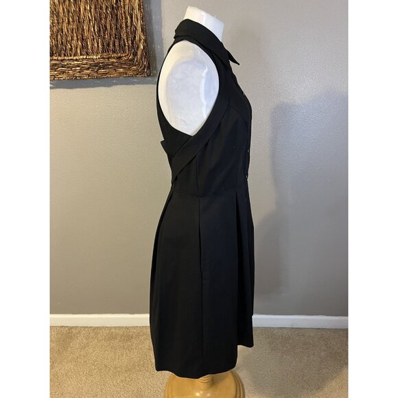 Adrianna Papell Dress 8 Black Crew Neck Shirt Open Back A Line Dress NWT NEW - Picture 9 of 16
